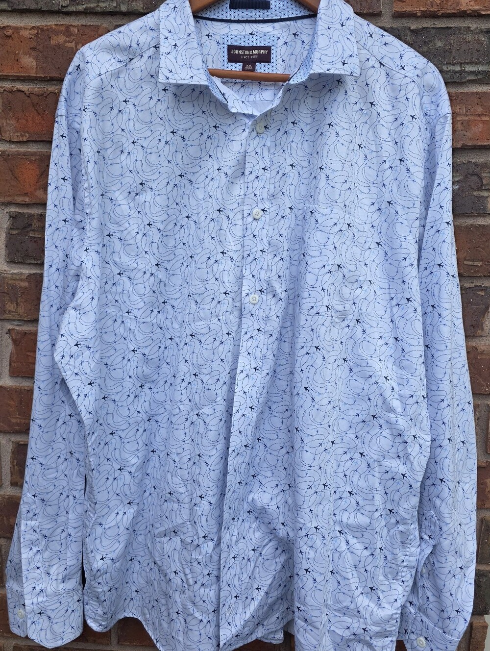 Johnston & Murphy Airplane Aviation Pilot All over Print Button-Up Shirt Men XXL